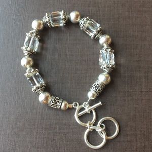 Sterling silver and crystal bracelet.